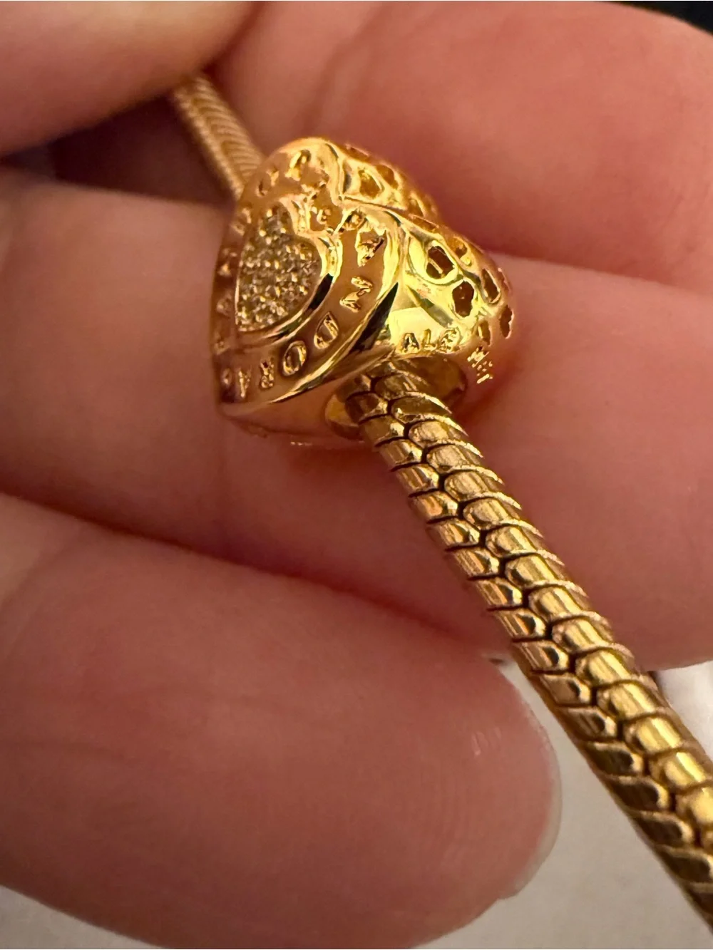 Pandora Gold Heart Pavé Charm